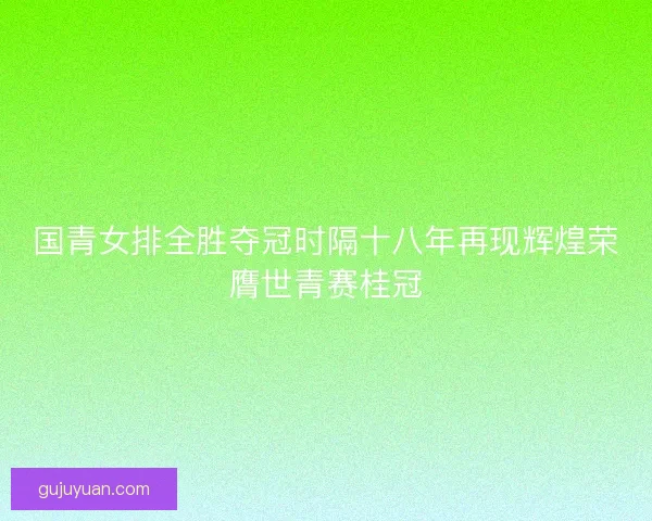 国青女排全胜夺冠时隔十八年再现辉煌荣膺世青赛桂冠